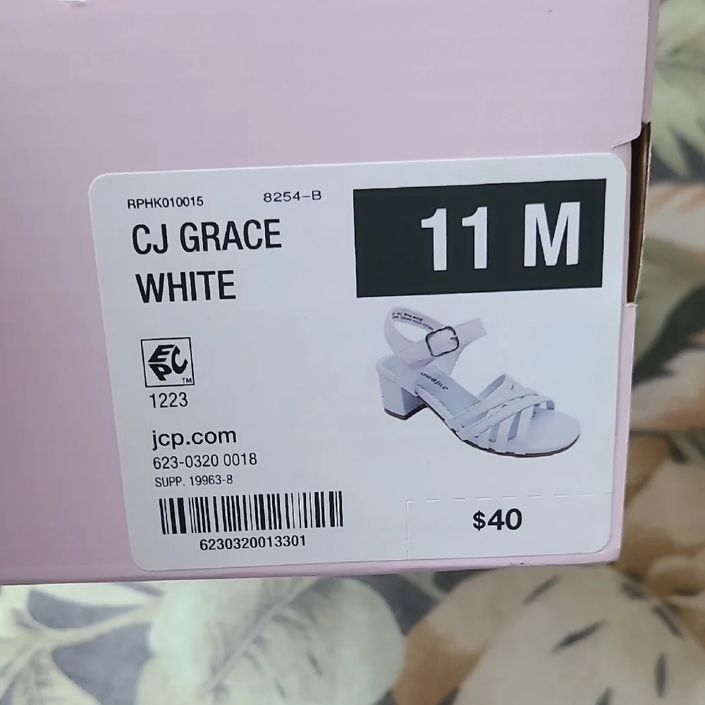 Chrisrie & Jill White Leather Sandals with Ankle Strap - Picture 2 of 3